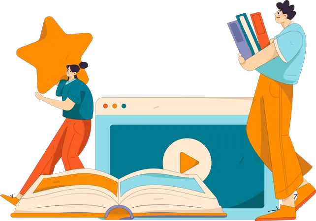 L'insegnante mostra video online agli studenti  Illustration