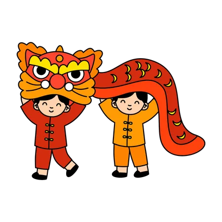 Lion Dance Chinese New Year  Illustration