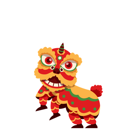 Lion dance in Chinese party  Illustration
