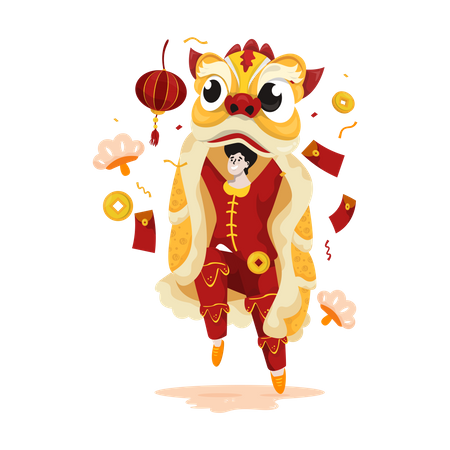 Lion dance performance  Illustration