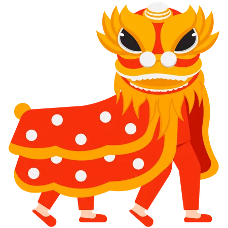 Lion Dances Chinese New Year  Illustration