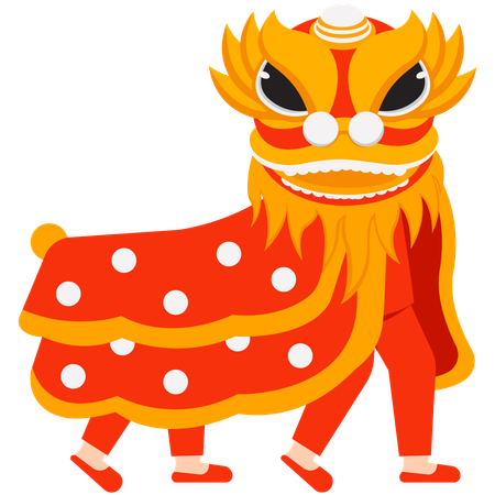 Lion Dances Chinese New Year  Illustration