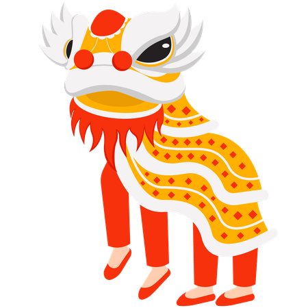 Lion Dances Chinese New Year  Illustration