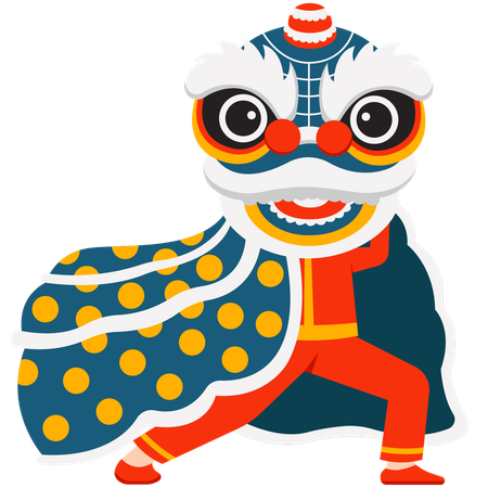 Lion Dances Chinese New Year  Illustration