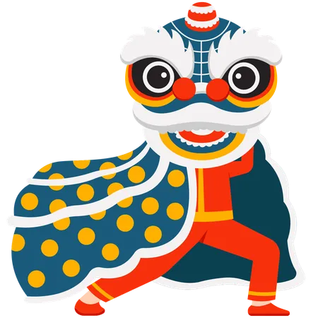 Lion Dances Chinese New Year  Illustration