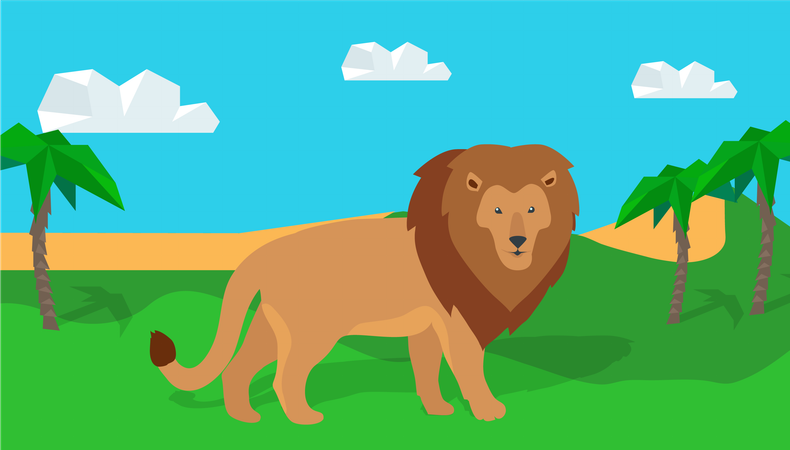 Lion dans la savane  Illustration