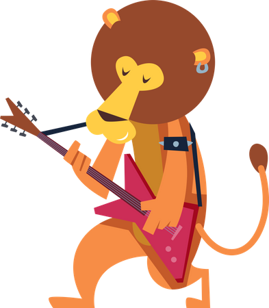 Lion jouant de la guitare  Illustration