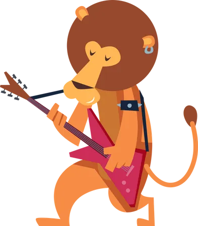 Lion jouant de la guitare  Illustration