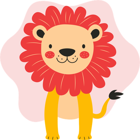 Lion mignon en pose debout  Illustration