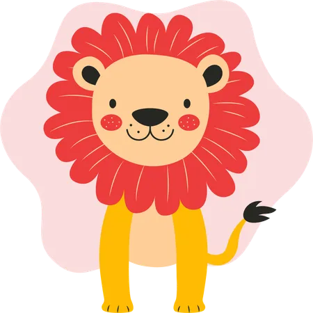 Lion mignon en pose debout  Illustration