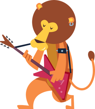 Lion playing guitar  Illustration