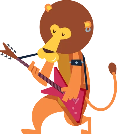 Lion playing guitar  Illustration