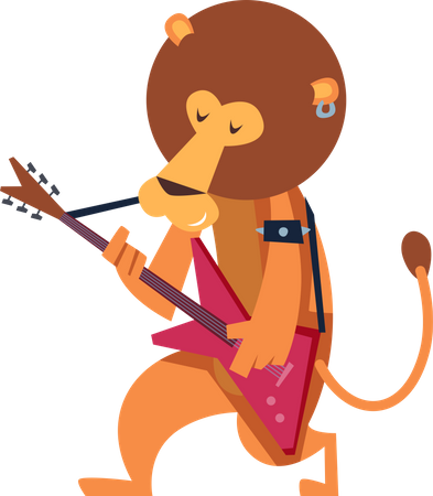 Lion playing guitar  Illustration