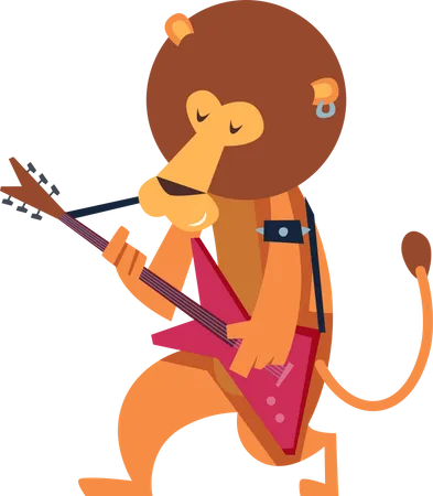 Lion playing guitar  Illustration