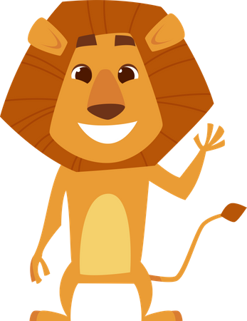 Lion Raising Hand  Illustration