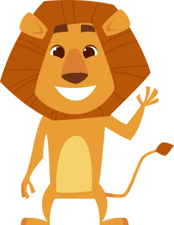 Lion Raising Hand  Illustration