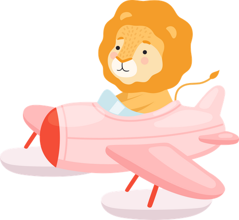 Lion volant en avion  Illustration