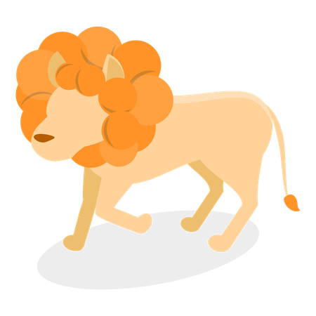 Lion walking in jungle  Illustration