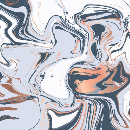 Liquid marble texture design, colorful marbling surface, copper shiny lines, vibrant abstract paint design  Illustration