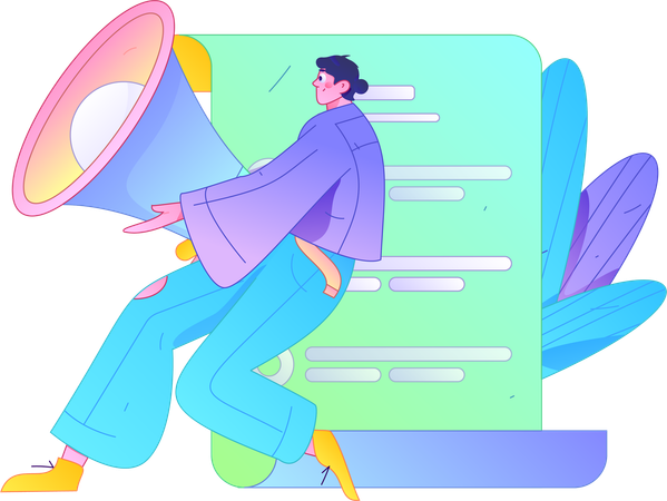 Hombre haciendo lista de marketing  Ilustración