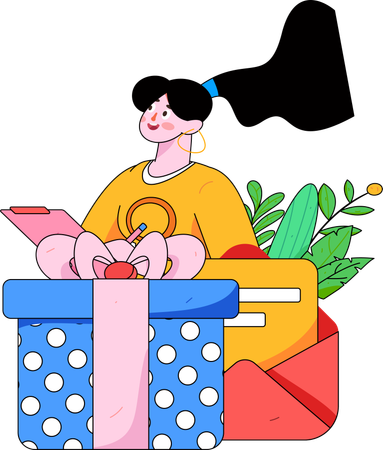 Chica haciendo lista de pedidos  Ilustración