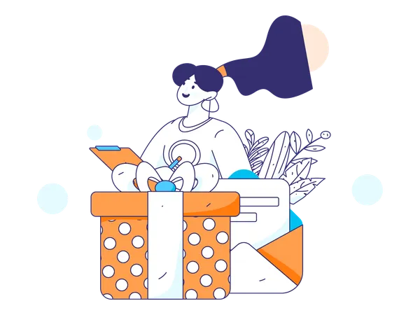 Chica haciendo lista de pedidos  Ilustración