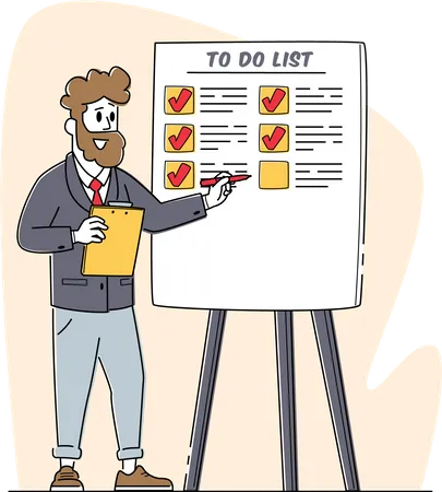 Lista de reuniones y presentaciones de negocios  Ilustración