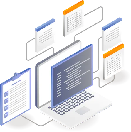 Lista de verificação do banco de dados e linguagem do programador final  Ilustração