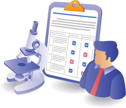 Lista de verificação de resultados de experimentos de laboratório  Ilustração