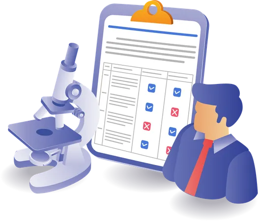 Lista de verificação de resultados de experimentos de laboratório  Ilustração