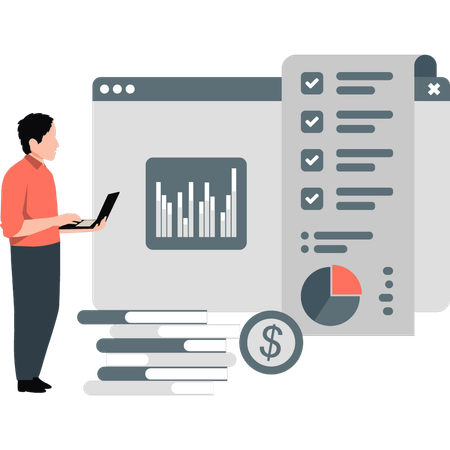 Lista de verificación de empleados en la página web  Ilustración