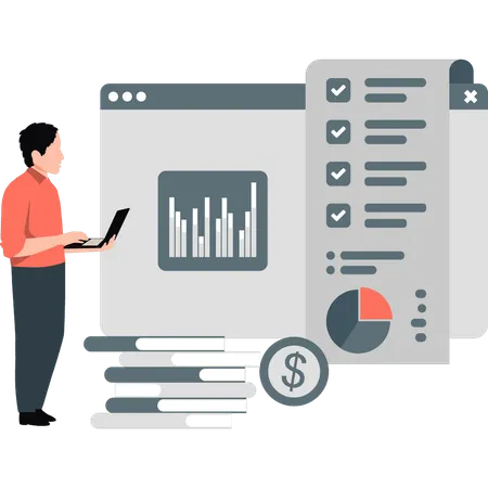 Lista de verificación de empleados en la página web  Ilustración