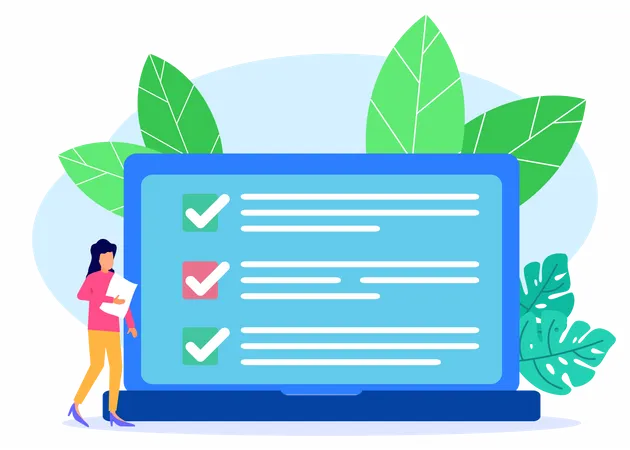 Lista de verificación en línea  Ilustración