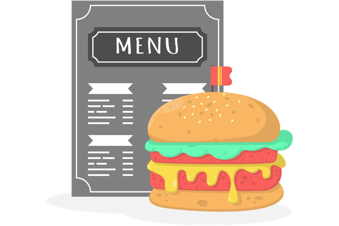 Lista de menú y hamburguesa  Ilustración