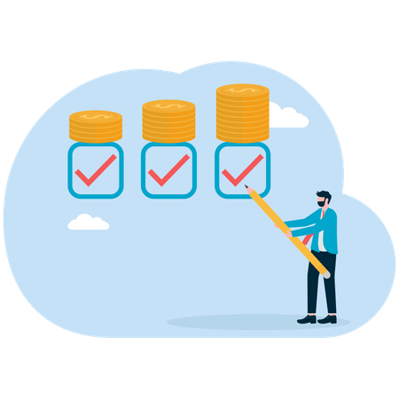 Empresário lista de verificação de metas financeiras  Illustration