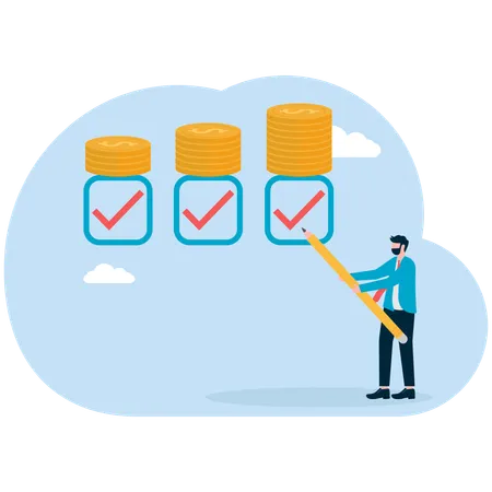 Empresário lista de verificação de metas financeiras  Illustration