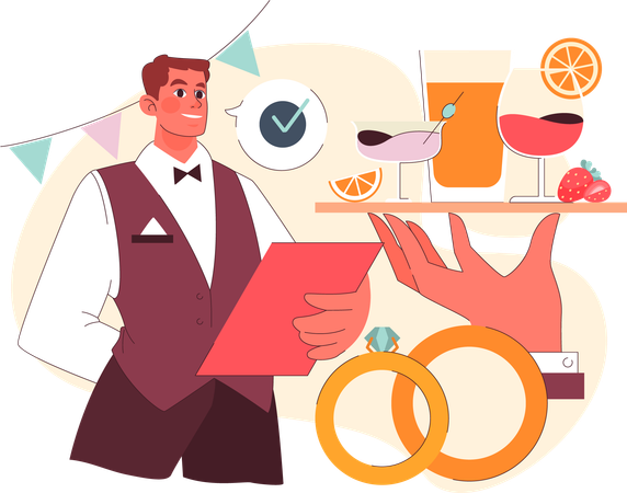 Listas de verificação do planejador para preparativos do casamento  Illustration