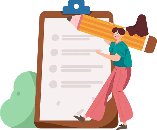 Femme faisant une liste de questionnaires  Illustration