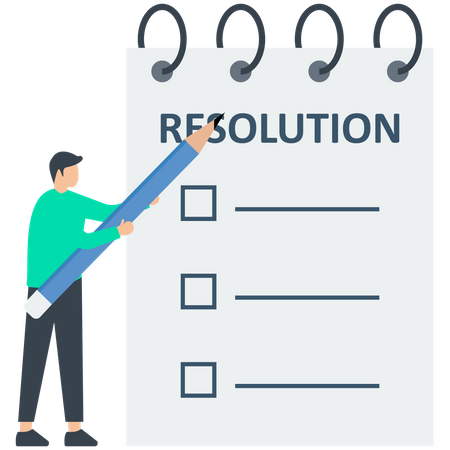 Homme faisant la liste des résolutions  Illustration