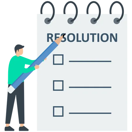 Homme faisant la liste des résolutions  Illustration