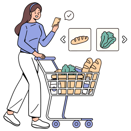 Liste d'épicerie pour faire vos courses en magasin  Illustration