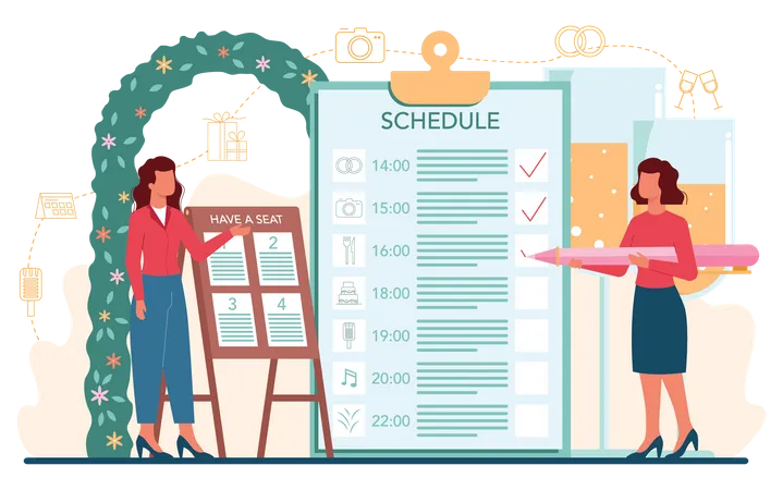 Liste d'horaires de mariage  Illustration