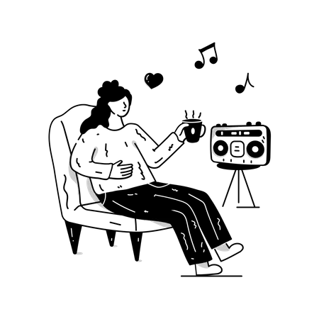 Listening Music  Illustration