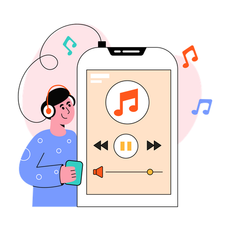Listening Music Illustration
