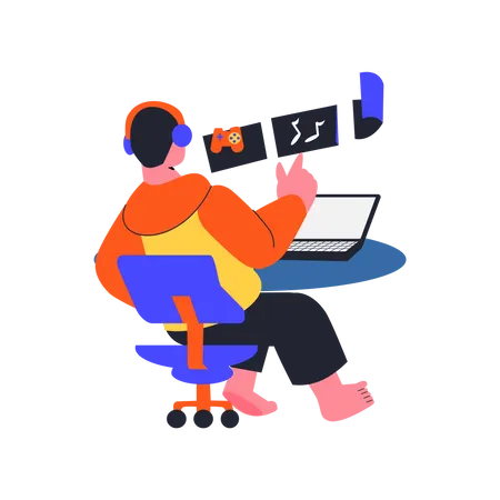 Listening music on podcast while gaming Illustration