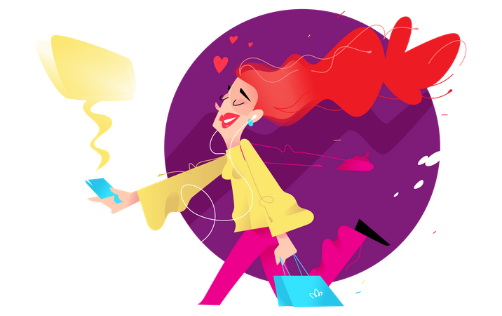 Listening Music While Running  Illustration