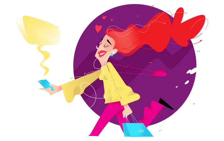 Listening Music While Running  Illustration