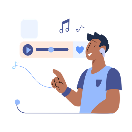 Listening music with headphone  Illustration