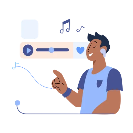 Listening music with headphone  Illustration