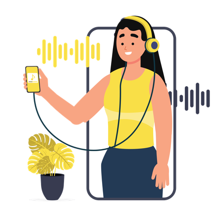 Listening radio  Illustration